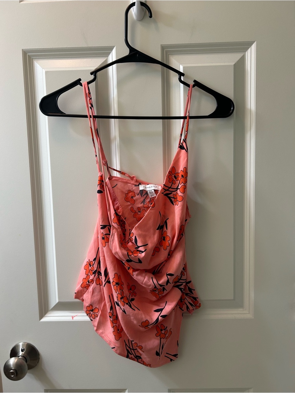 Topshop Pink Floral Cowl Slip Top size 4 - Picture 4 of 6